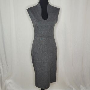 Rolla Coster Sleeveless Dip Neck Exposed Zipper Bodycon Dress in Gray - Size L